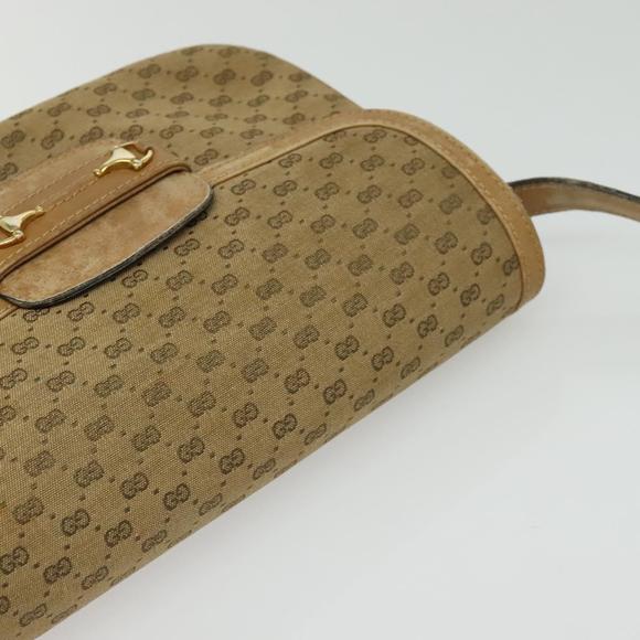 GUCCI Micro GG Canvas Shoulder Bag Beige Gold Auth 136082 - Picture 6 of 16
